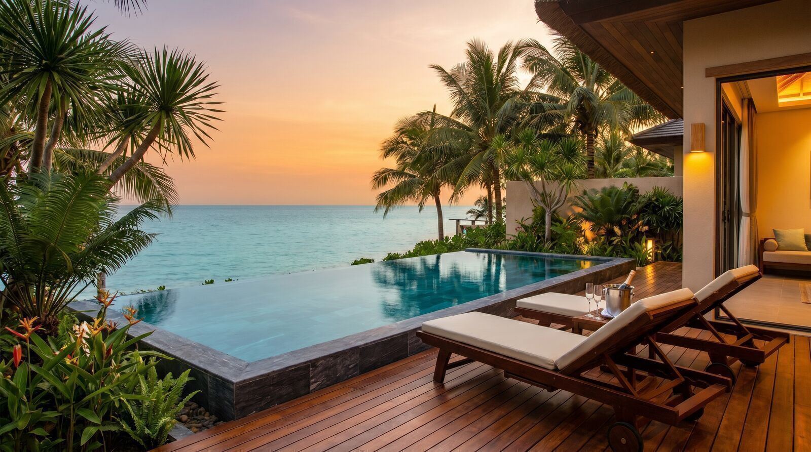 Private infinity pool villa overlooking the sea at a Phu Quoc luxury resort