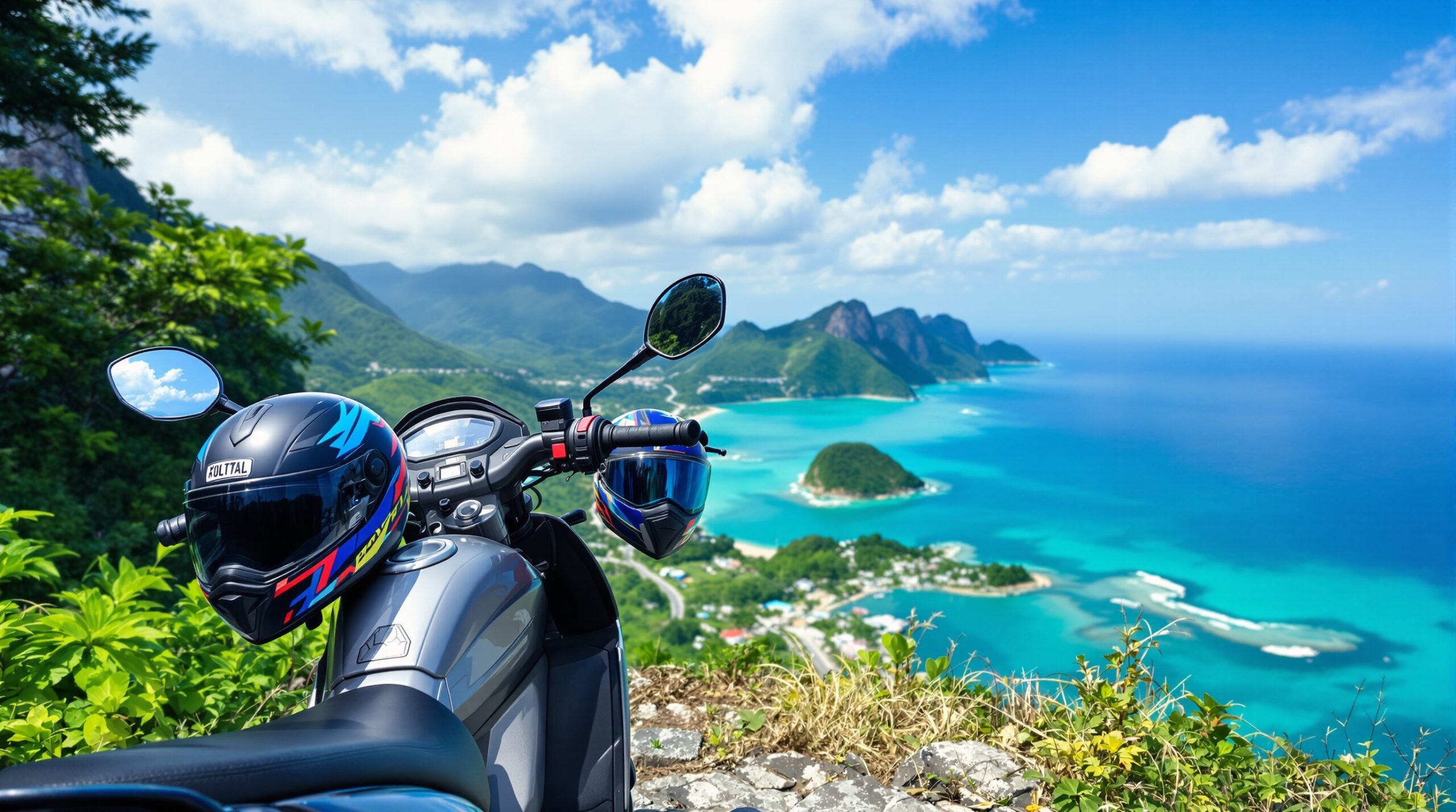 Scooter parked at coastal viewpoint in Phu Quoc
