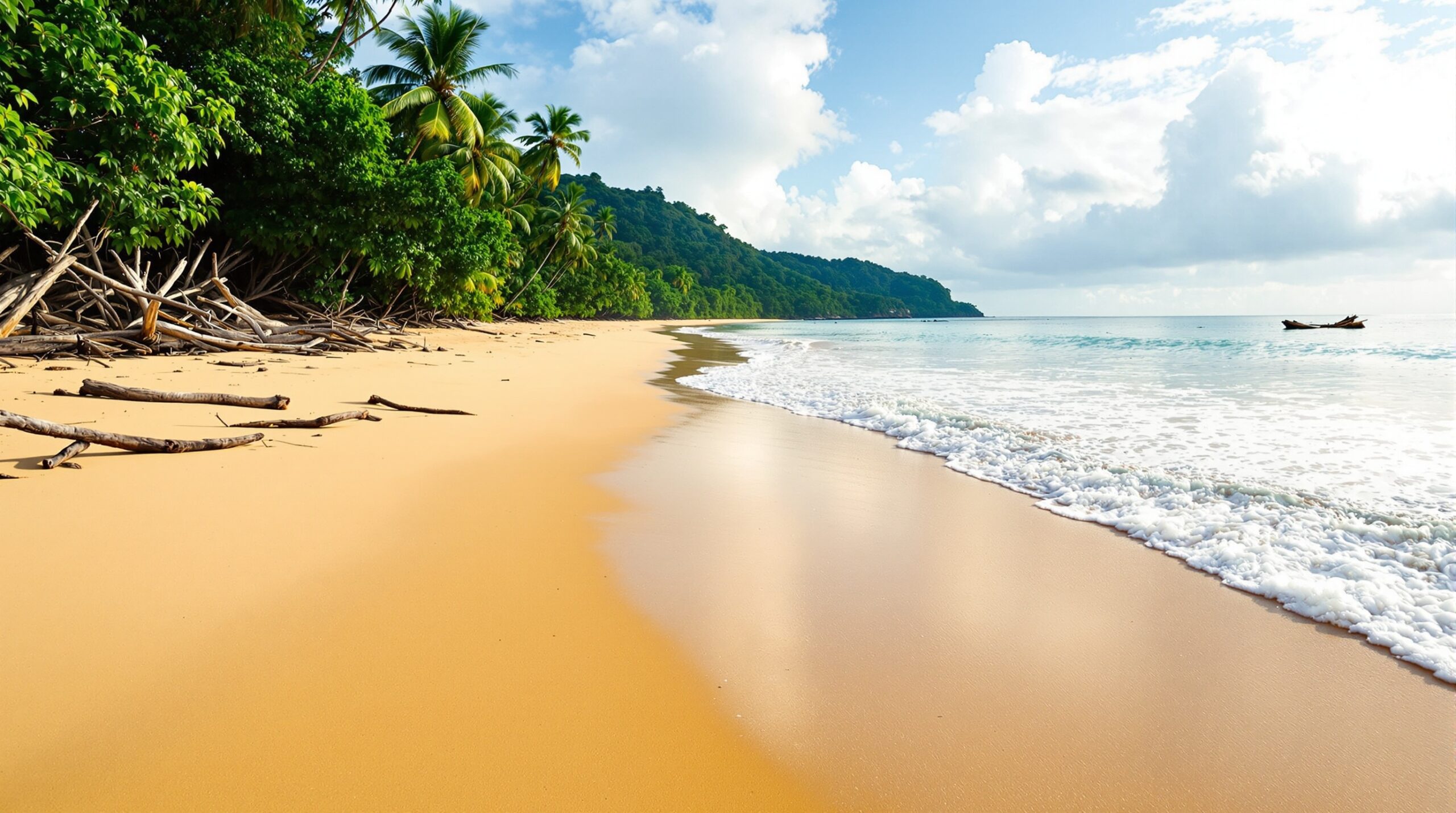 Wild empty jungle-backed beach in northern Phu Quoc